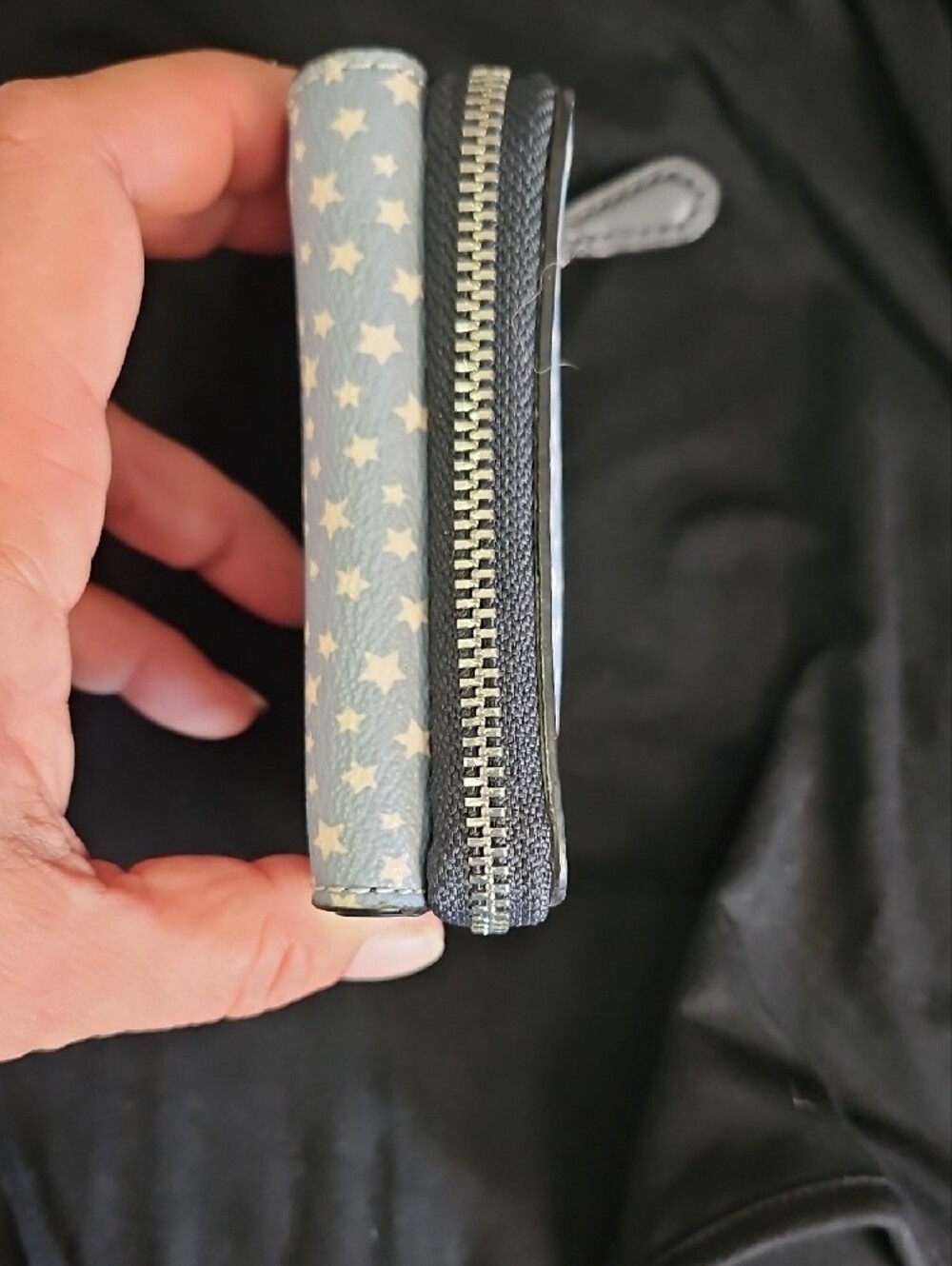 Coach Light Blue Star Print Compact Wallet EUC - Picture 3 of 9